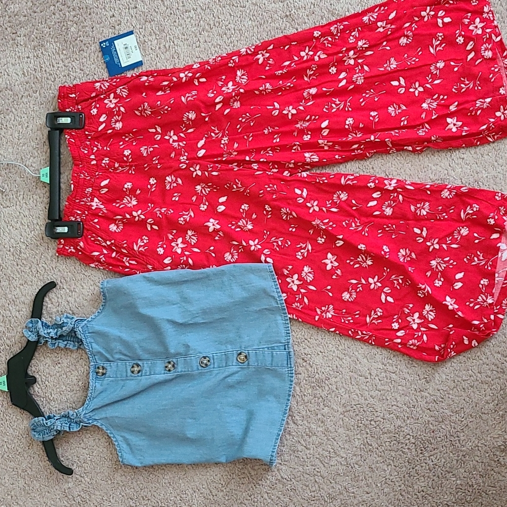 Floral pants with chambray top